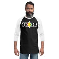 unisex-34-sleeve-raglan-shirt-black-white-front-67ebb079b411a.jpg ALPHA & OMEGA 3/4 sleeve (α)