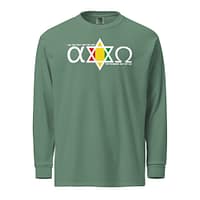 unisex-garment-dyed-heavyweight-long-sleeve-shirt-light-green-front-67eba5dfc29cc.jpg ALPHA & OMEGA long-sleeve (α)