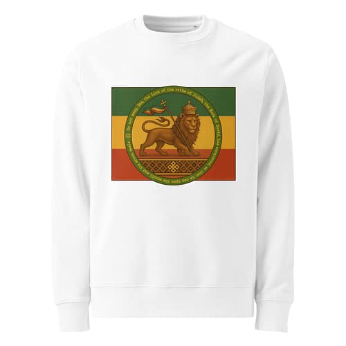unisex-eco-sweatshirt-white-front-681b15a5944e2.jpg CONQUERING LION sweatshirt (α)