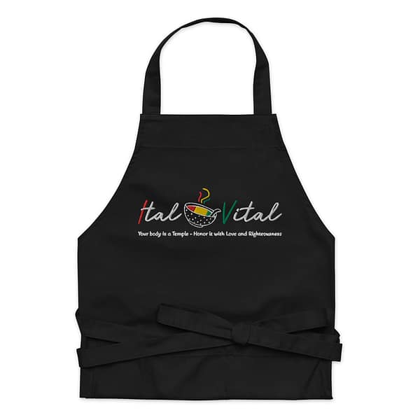 organic-cotton-apron-black-front-67e7b1bad3d5a.jpg ITAL IS VITAL - Corinthians 6:19 - APRON (α)