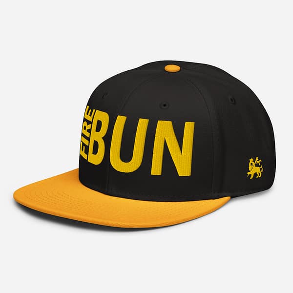 snapback-gold-black-black-left-front-67d2be60050f0.jpg FIRE BUN - Snapback Hat (β)