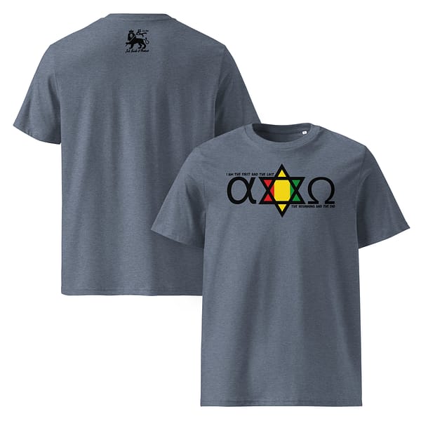 unisex-organic-cotton-t-shirt-dark-heather-blue-front-and-back-67ea595c0a953.jpg ALPHA & OMEGA classic tee (β)