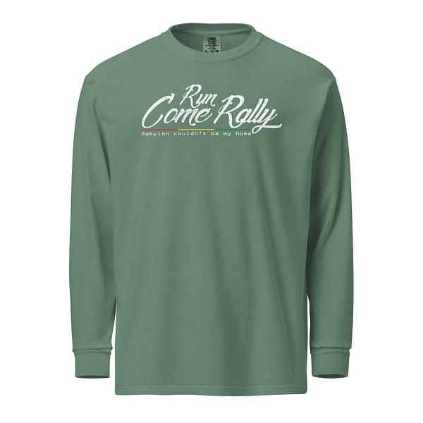 unisex-garment-dyed-heavyweight-long-sleeve-shirt-light-green-front-67eba051a7911.jpg RUN COME RALLY long-sleeve (β)