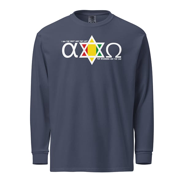 unisex-garment-dyed-heavyweight-long-sleeve-shirt-navy-front-67eba5dfc4712.jpg ALPHA & OMEGA long-sleeve (α)