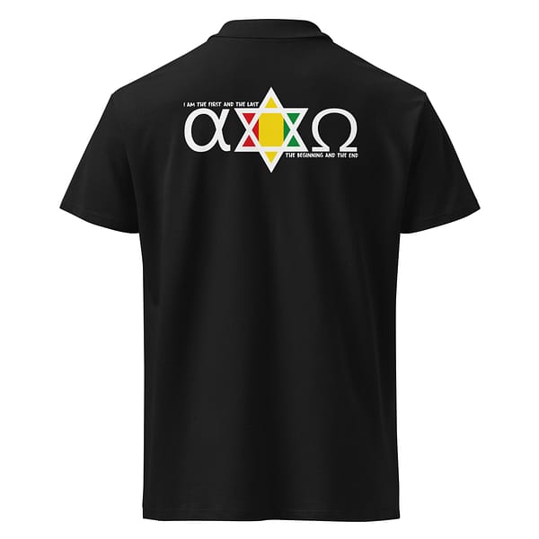 unisex-premium-pique-polo-shirt-black-back-67ebcf766abe2.jpg ALPHA & OMEGA POLO (α)