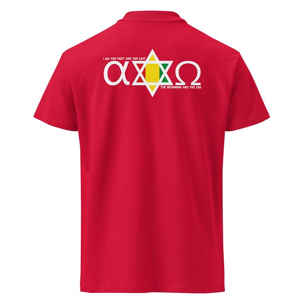 unisex-premium-pique-polo-shirt-red-back-67ebcf766bb05.jpg ALPHA & OMEGA POLO (α)
