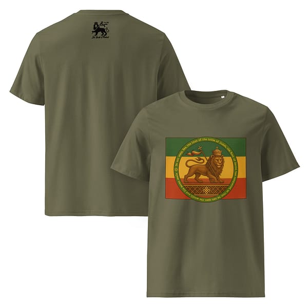 unisex-organic-cotton-t-shirt-khaki-front-and-back-681b11421e68f.jpg CONQUERING LION classic tee (α)