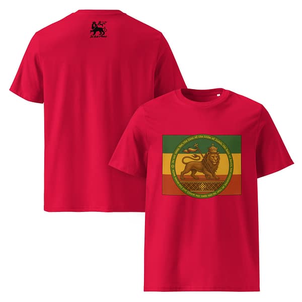 unisex-organic-cotton-t-shirt-red-front-and-back-681b11422160d.jpg CONQUERING LION classic tee (α)